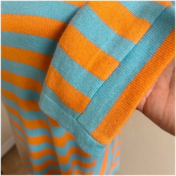 Soft Surroundings Orange Turquoise Striped Light Cashmere Blend Sweater Medium - Picture 15 of 15